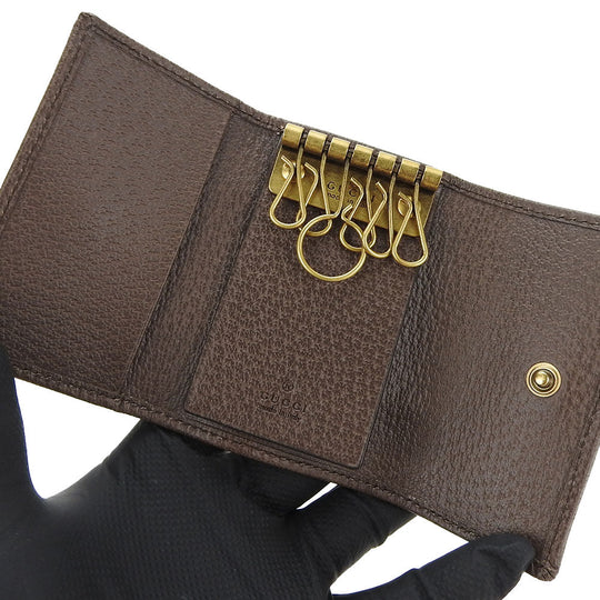 GUCCI Key case Key holder  603732 GG Supreme canvas, leather beige Off deer unisex(Unisex) Used Authentic