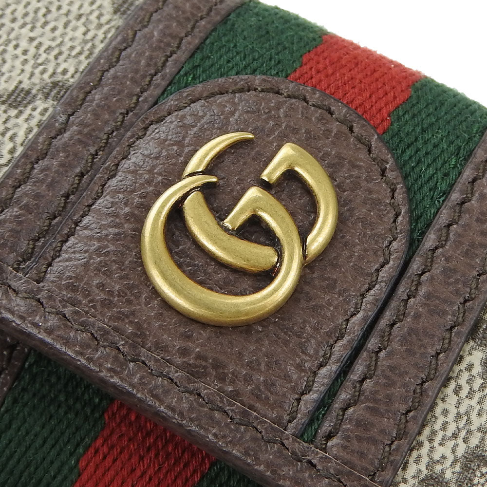 GUCCI Key case Key holder  603732 GG Supreme canvas, leather beige Off deer unisex(Unisex) Used Authentic