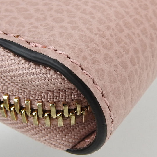 GUCCI Long Wallet Purse 449347 leather pink Interlocking Women Used Authentic