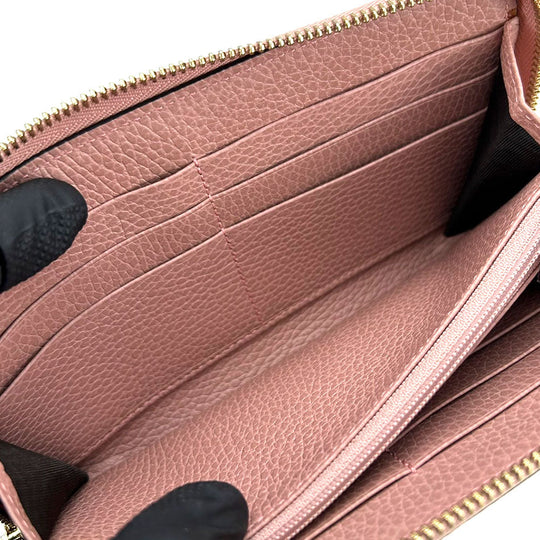 GUCCI Long Wallet Purse 449347 leather pink Interlocking Women Used Authentic