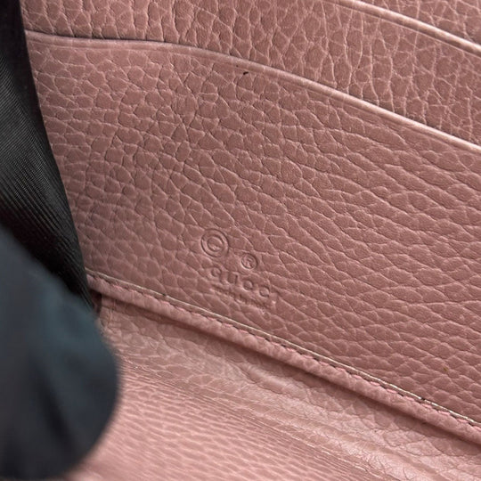 GUCCI Long Wallet Purse 449347 leather pink Interlocking Women Used Authentic