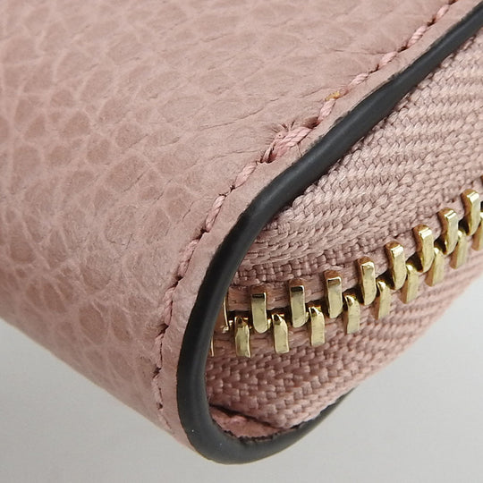 GUCCI Long Wallet Purse 449347 leather pink Interlocking Women Used Authentic