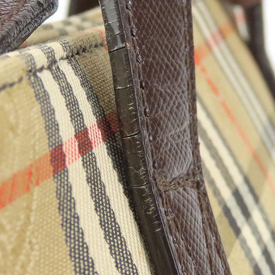 BURBERRY Handbag Canvas, Leather beige Nova Check Women Used Authentic