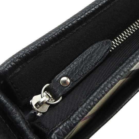 BURBERRY Shoulder Bag Canvas, Leather black Women Used Authentic