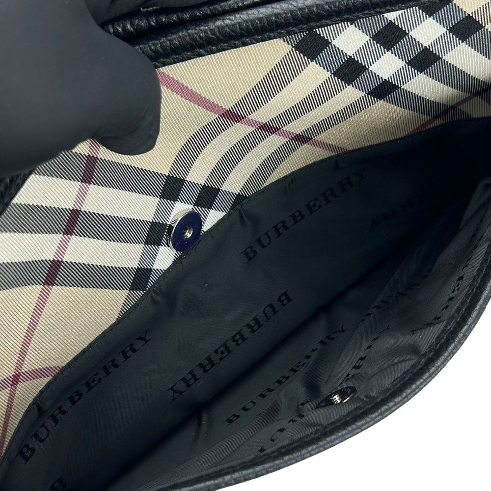 BURBERRY Shoulder Bag Canvas, Leather black Women Used Authentic