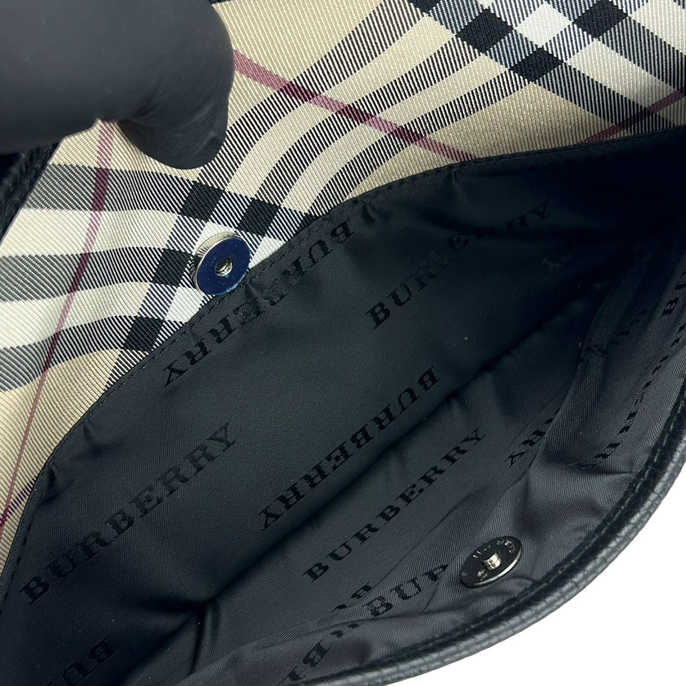 BURBERRY Shoulder Bag Canvas, Leather black Women Used Authentic