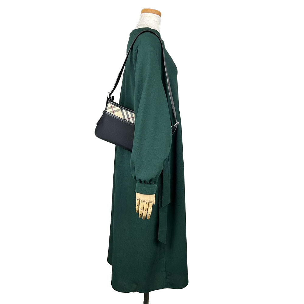 BURBERRY Shoulder Bag Canvas, Leather black Women Used Authentic