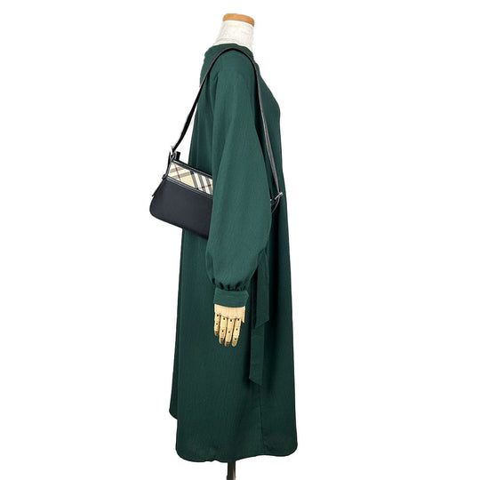 BURBERRY Shoulder Bag Canvas, Leather black Women Used Authentic