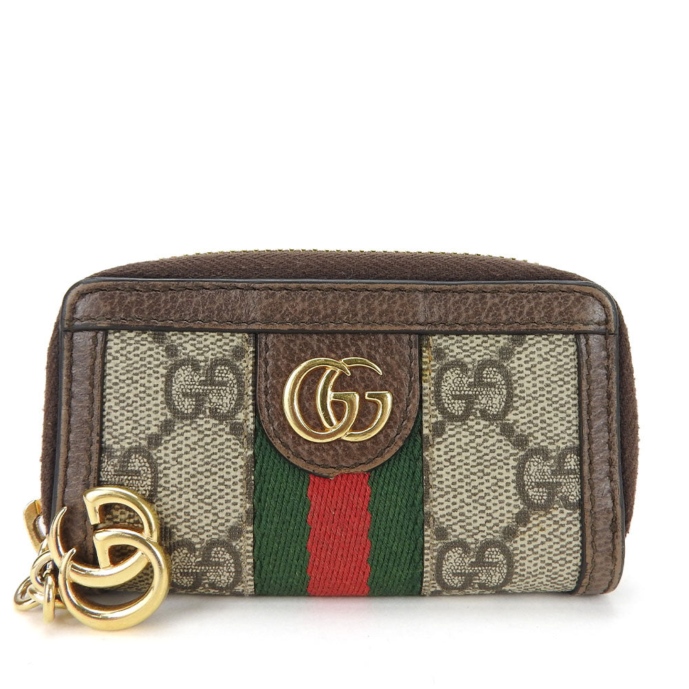 GUCCI Key case Key holder  523157 GG Supreme canvas, leather beige Sherry line Off deer unisex(Unisex) Used Authentic