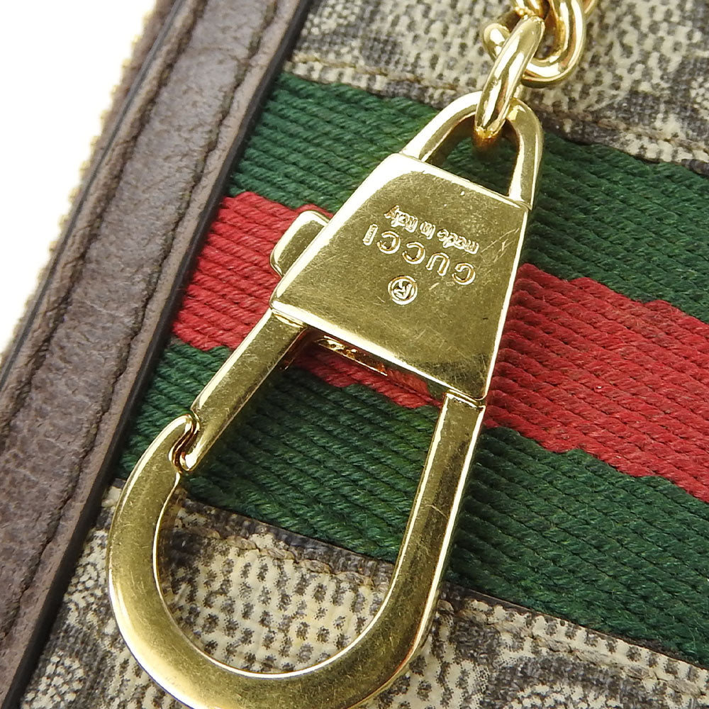GUCCI Key case Key holder  523157 GG Supreme canvas, leather beige Sherry line Off deer unisex(Unisex) Used Authentic
