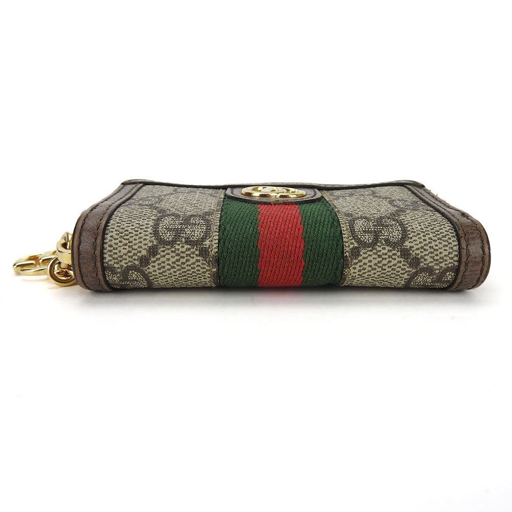 GUCCI Key case Key holder  523157 GG Supreme canvas, leather beige Sherry line Off deer unisex(Unisex) Used Authentic