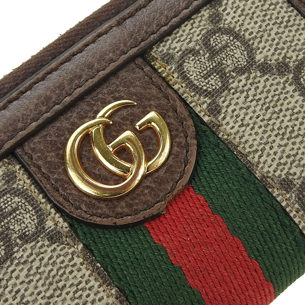GUCCI Key case Key holder  523157 GG Supreme canvas, leather beige Sherry line Off deer unisex(Unisex) Used Authentic