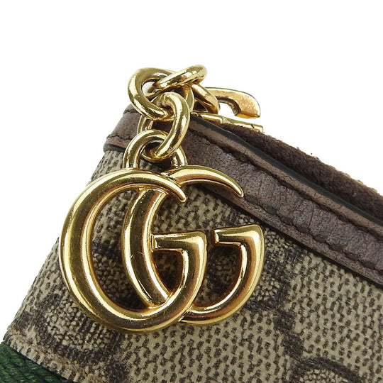 GUCCI Key case Key holder  523157 GG Supreme canvas, leather beige Sherry line Off deer unisex(Unisex) Used Authentic