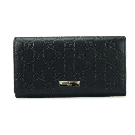 GUCCI Long Wallet Purse 244946 Sima leather black Guccisima Women Used Authentic