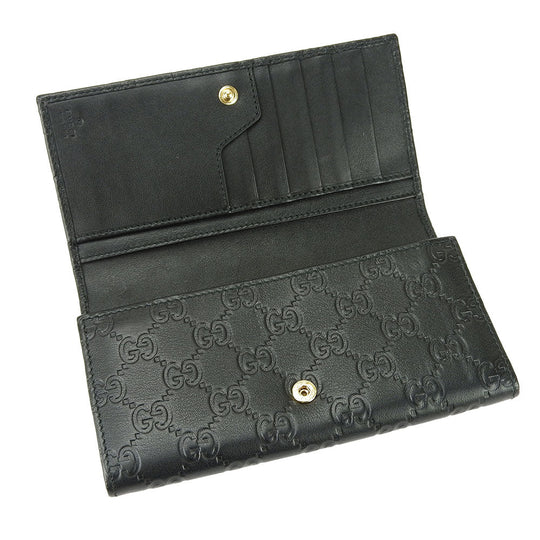 GUCCI Long Wallet Purse 244946 Sima leather black Guccisima Women Used Authentic