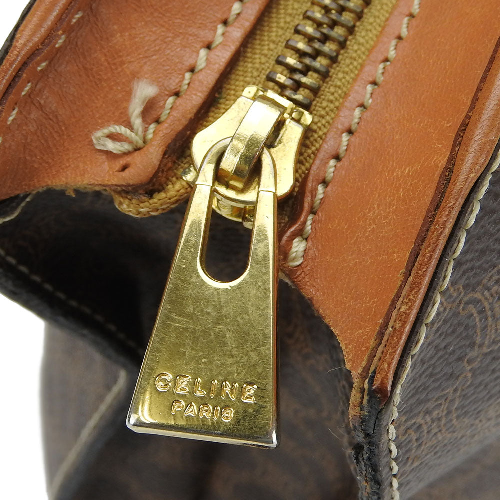 CELINE Tote Bag Leather, PVC Brown Macadam Women Used Authentic