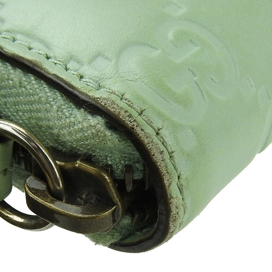 GUCCI Long Wallet Purse 548058 Sima leather Mint green Zip Around Women Used Authentic