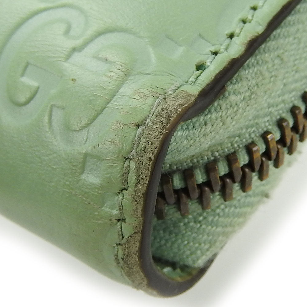 GUCCI Long Wallet Purse 548058 Sima leather Mint green Zip Around Women Used Authentic
