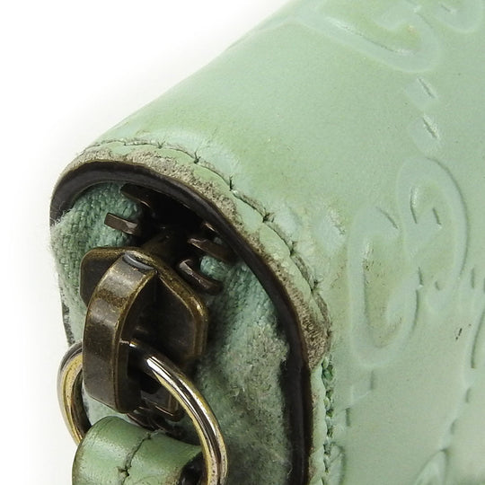 GUCCI Long Wallet Purse 548058 Sima leather Mint green Zip Around Women Used Authentic