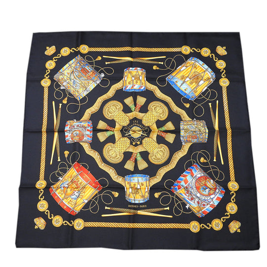 HERMES scarf silk black Carre90 Women Used Authentic