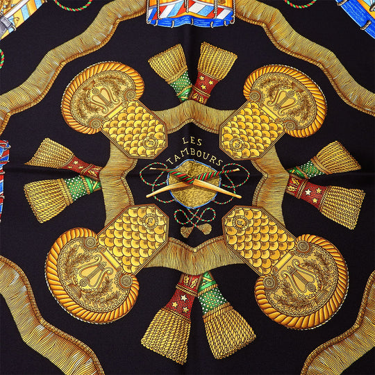 HERMES scarf silk black Carre90 Women Used Authentic