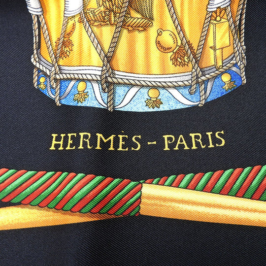 HERMES scarf silk black Carre90 Women Used Authentic
