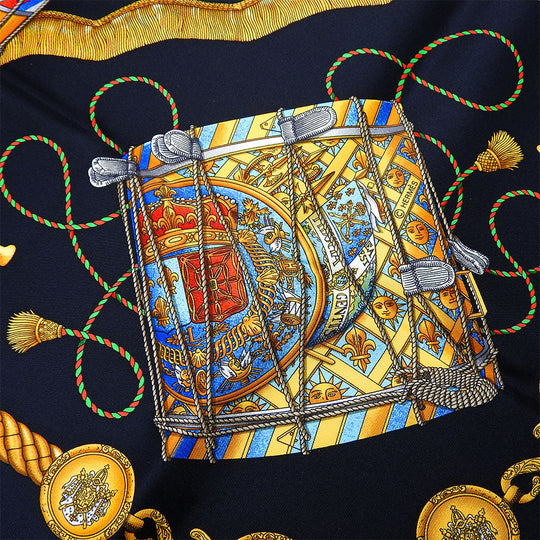 HERMES scarf silk black Carre90 Women Used Authentic