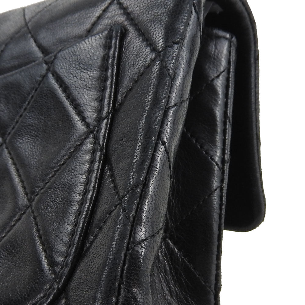 CHANEL Shoulder Bag lambskin black Mini matrasse Women Used Authentic