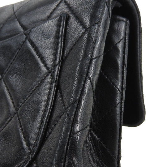 CHANEL Shoulder Bag lambskin black Mini matrasse Women Used Authentic