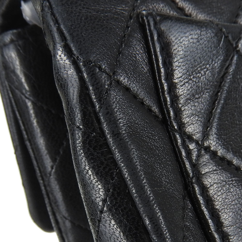CHANEL Shoulder Bag lambskin black Mini matrasse Women Used Authentic