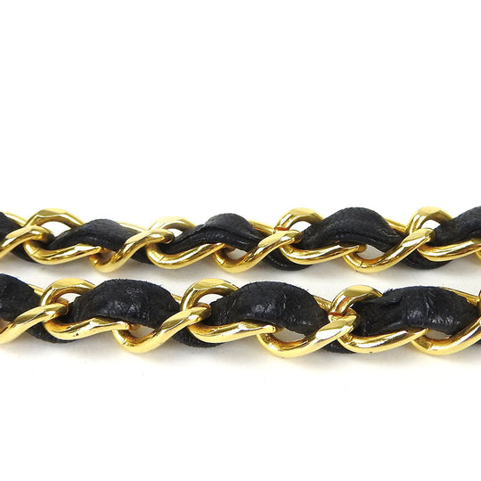 CHANEL Shoulder Bag lambskin black Mini matrasse Women Used Authentic