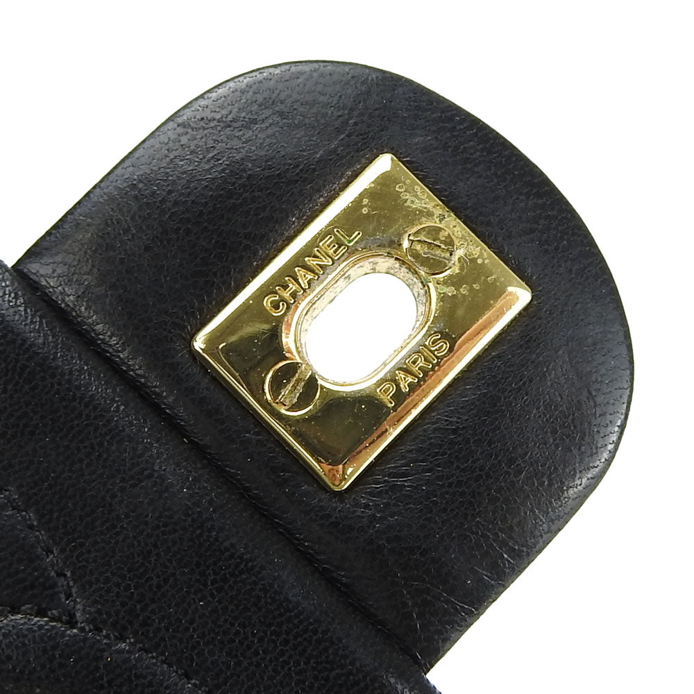 CHANEL Shoulder Bag lambskin black Mini matrasse Women Used Authentic