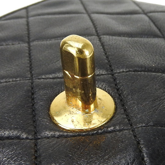 CHANEL Shoulder Bag lambskin black Mini matrasse Women Used Authentic