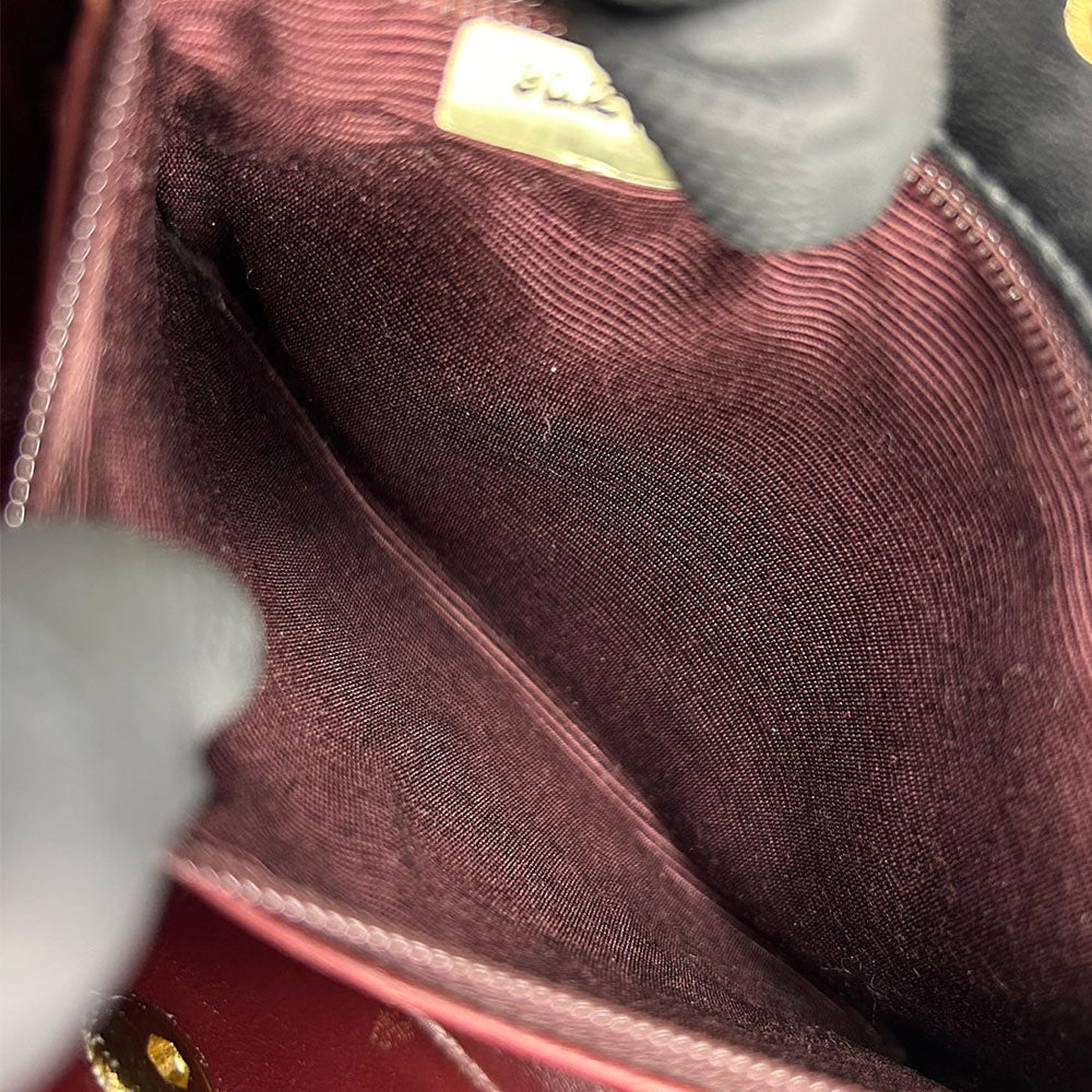 CHANEL Shoulder Bag lambskin black Mini matrasse Women Used Authentic