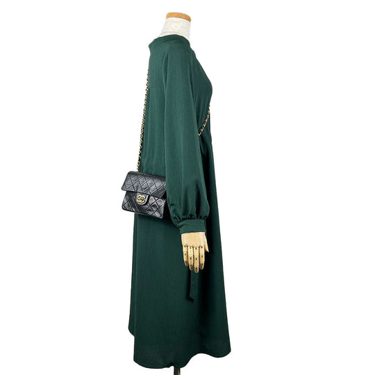 CHANEL Shoulder Bag lambskin black Mini matrasse Women Used Authentic