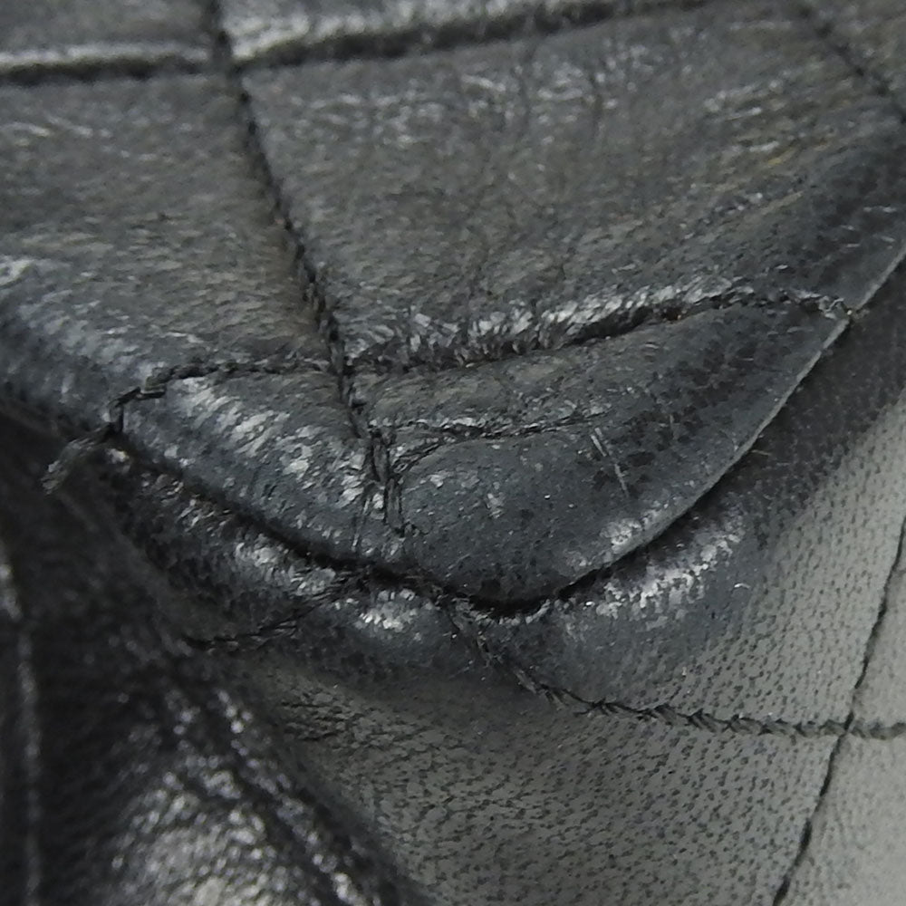 CHANEL Shoulder Bag lambskin black Mini matrasse Women Used Authentic