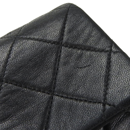CHANEL Shoulder Bag lambskin black Mini matrasse Women Used Authentic