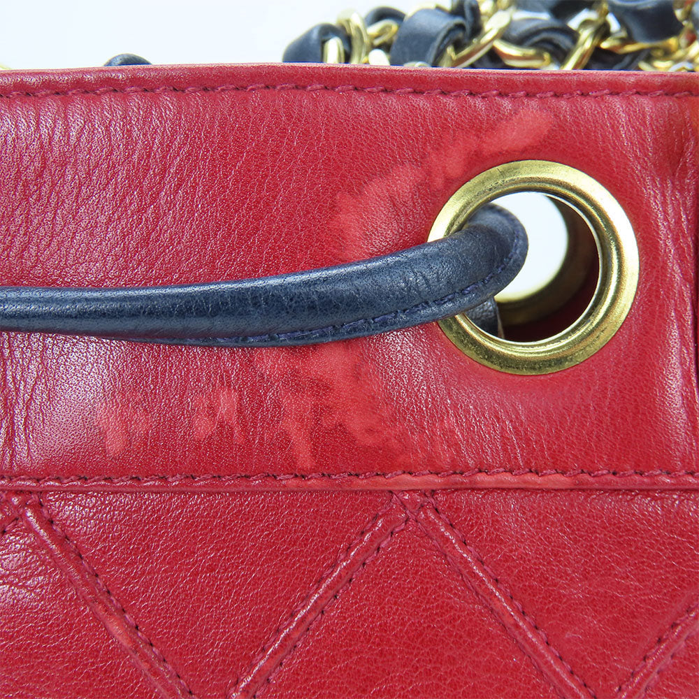 CHANEL Shoulder Bag lambskin Red Chain Bicolole Women Used Authentic