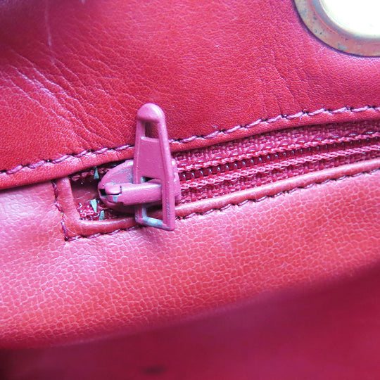 CHANEL Shoulder Bag lambskin Red Chain Bicolole Women Used Authentic