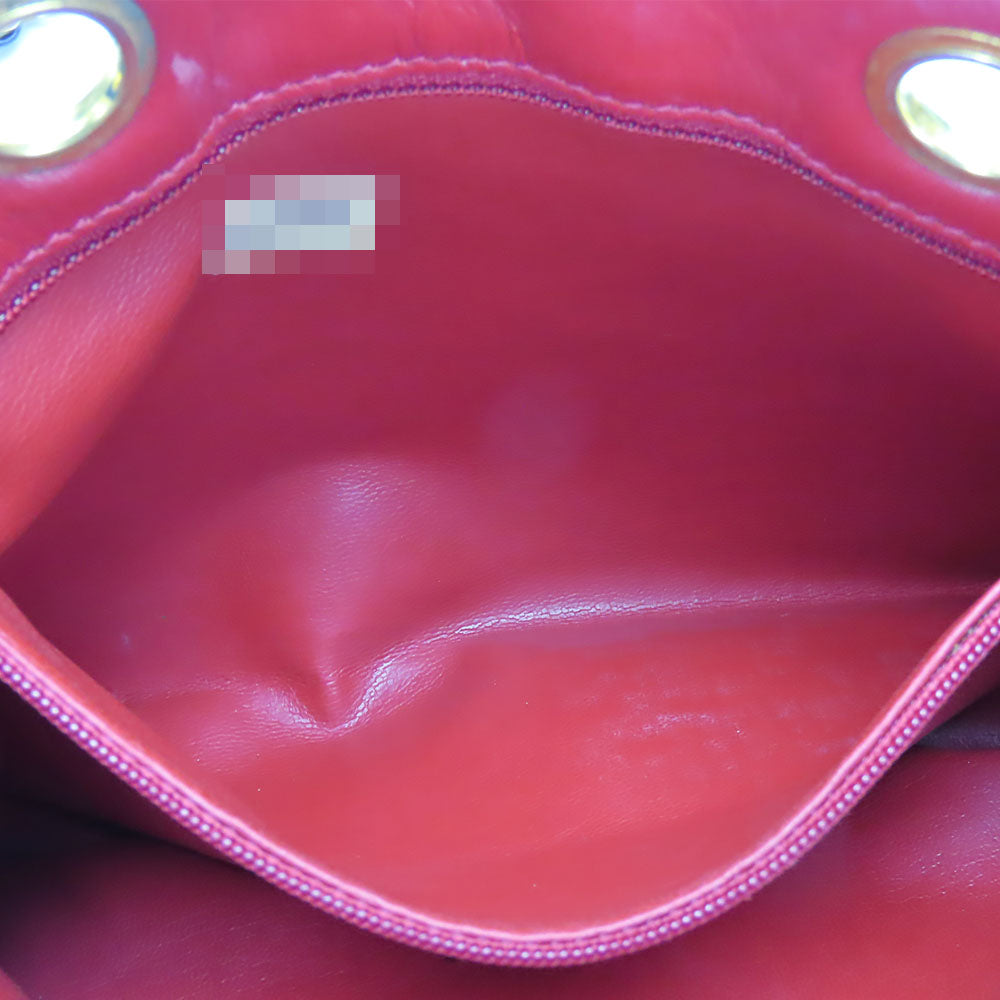 CHANEL Shoulder Bag lambskin Red Chain Bicolole Women Used Authentic