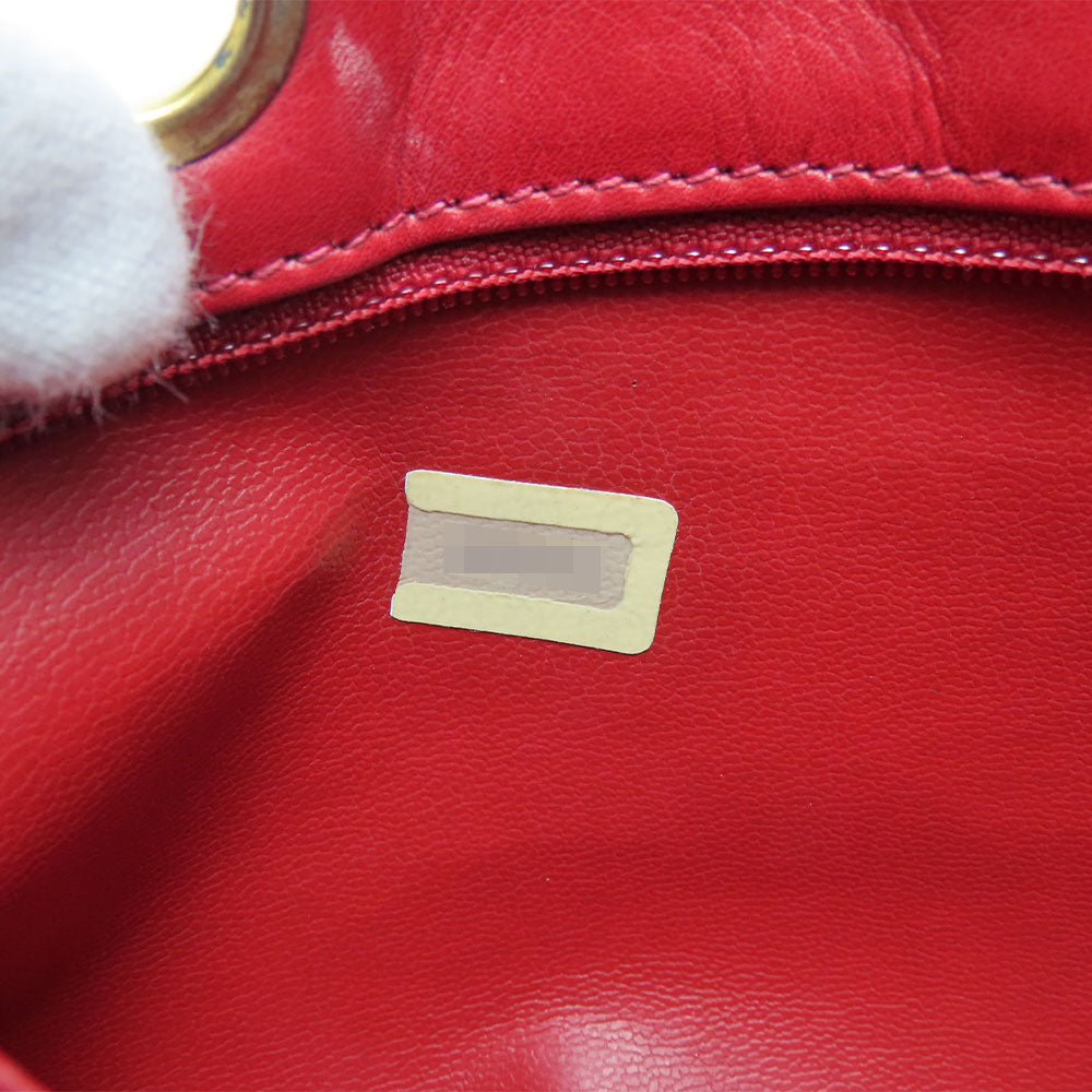CHANEL Shoulder Bag lambskin Red Chain Bicolole Women Used Authentic