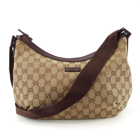 GUCCI Shoulder Bag 181092 GG canvas, leather beige Women Used Authentic