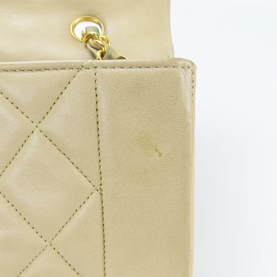 CHANEL Shoulder Bag lambskin beige Diana Women Used Authentic