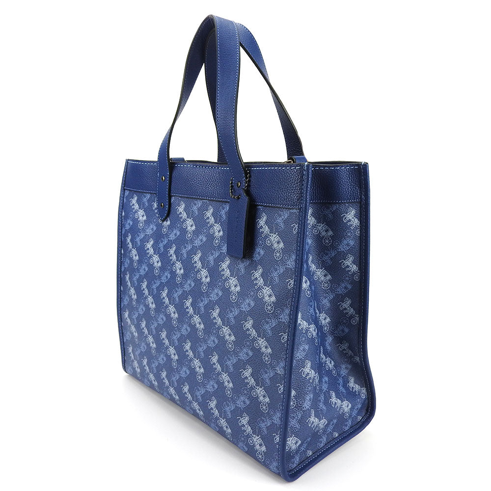 COACH Handbag 89143 Leather, PVC blue Hose & carriage Women Used Authentic