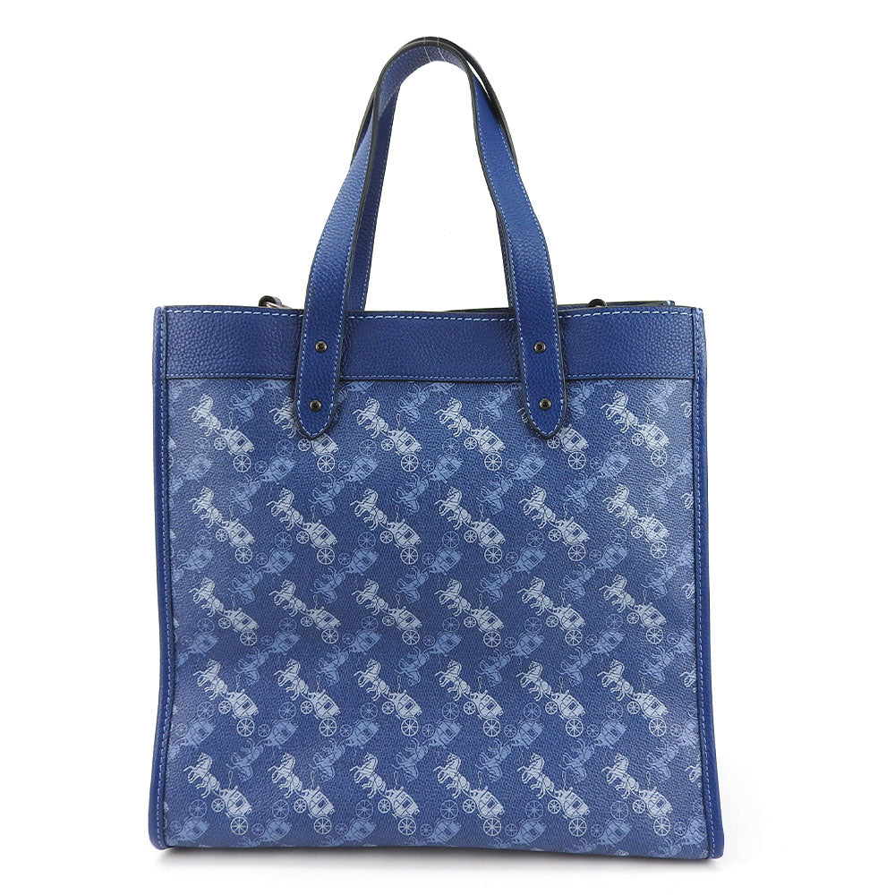 COACH Handbag 89143 Leather, PVC blue Hose & carriage Women Used Authentic