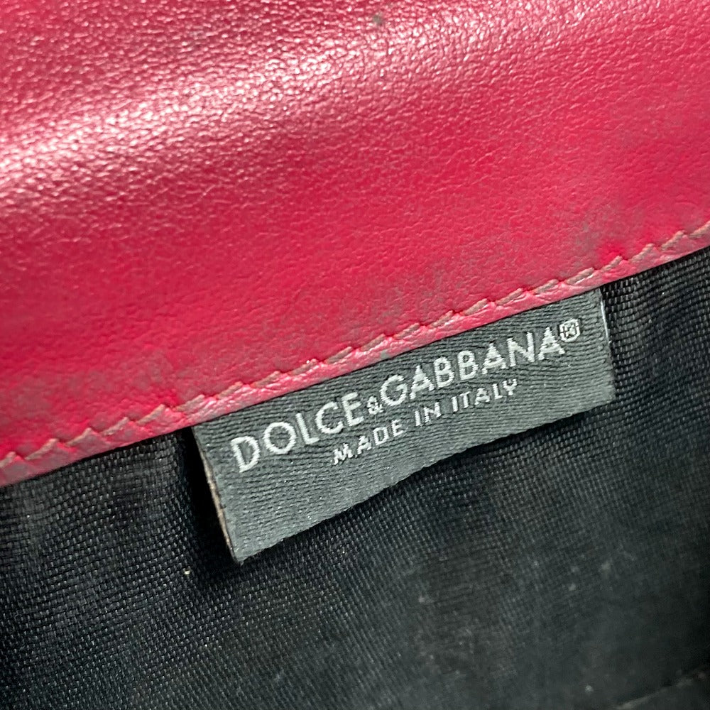 DOLCE&GABBANA Trifold wallet leather pink Dorgava DG Rhinestone Women Used Authentic