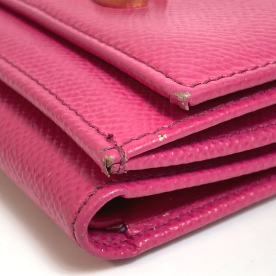 DOLCE&GABBANA Trifold wallet leather pink Dorgava DG Rhinestone Women Used Authentic