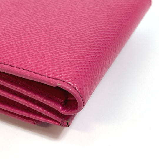DOLCE&GABBANA Trifold wallet leather pink Dorgava DG Rhinestone Women Used Authentic