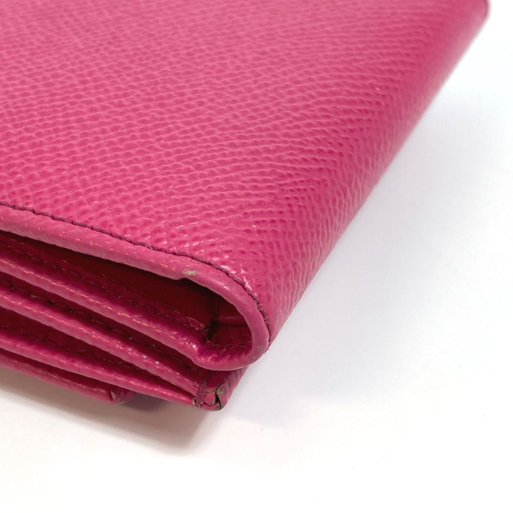 DOLCE&GABBANA Trifold wallet leather pink Dorgava DG Rhinestone Women Used Authentic