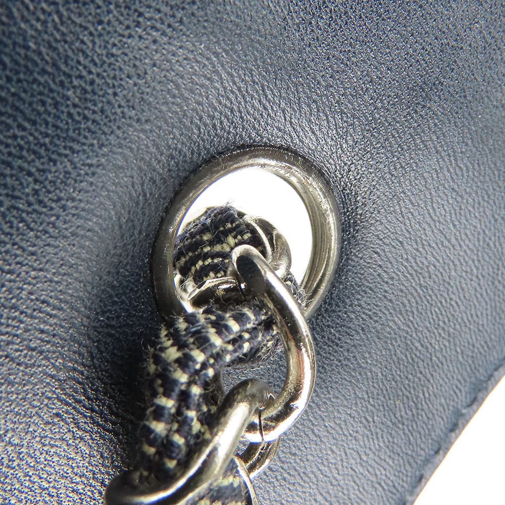 CHANEL Shoulder Bag A17567 denim Navy Chocolate bar Women Used Authentic